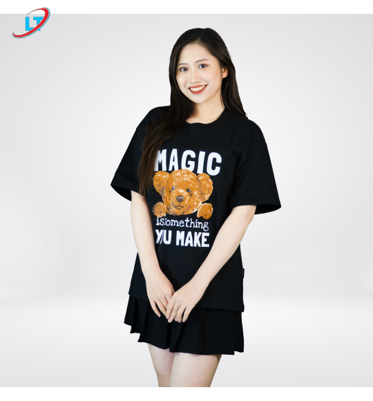 áo thun cổ tròn in gấu dễ thương danh cho cả nam và nữ phom rộng 