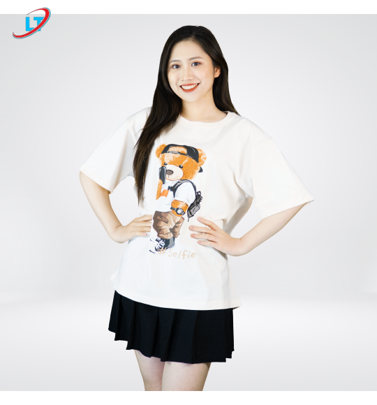 Áo thun cổ tròn 100% cotton . in hình  selfhia (phom rộng )