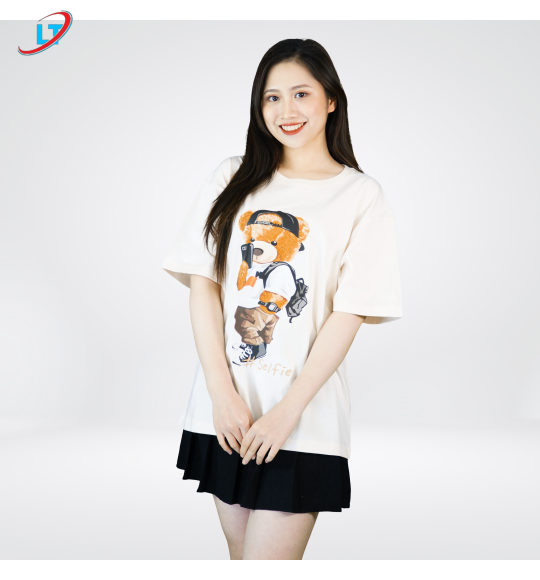 Áo thun cổ tròn 100% cotton . in hình  selfhia (phom rộng )