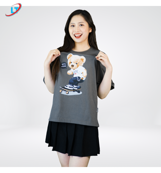 áo unisex phom rộng diamond in hình gấu trượt ván 