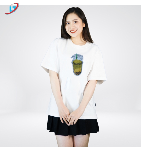 ÁO  thun  100% cotton  in hình  trà sữa dễ thương  ( phom  rộng )