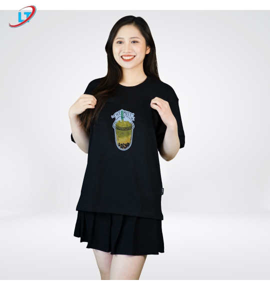 ÁO  thun  100% cotton  in hình  trà sữa dễ thương  ( phom  rộng )