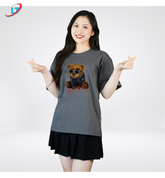 ÁO  thun  100% cotton  in hình chú gấu buồn   (phom rộng )